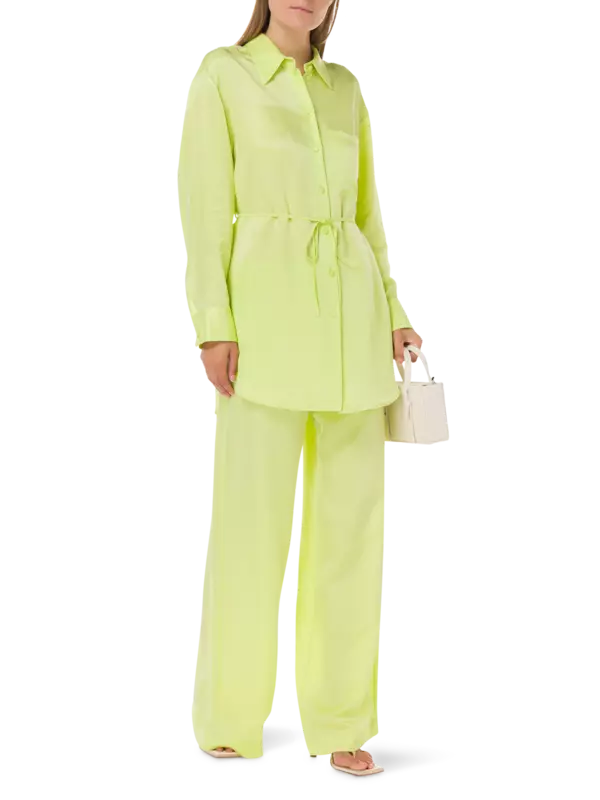 بنطال بيتش من نسيج التويل بقصة أرجل واسعة