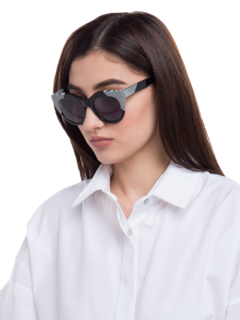 Black Fria Cat-Eye Sunglasses With Black Tinted Lenses