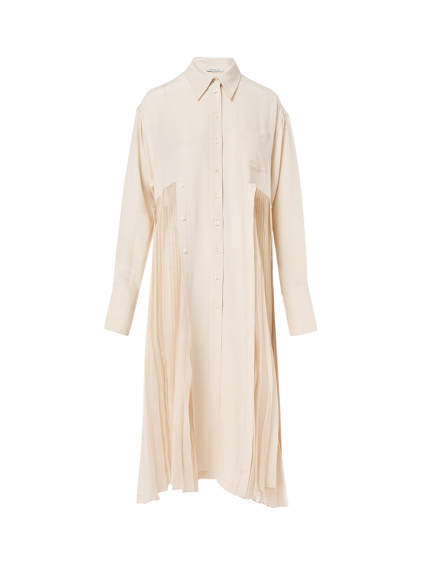 COMBO PLEATED SHIRT DRESS