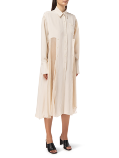 COMBO PLEATED SHIRT DRESS