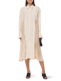 COMBO PLEATED SHIRT DRESS