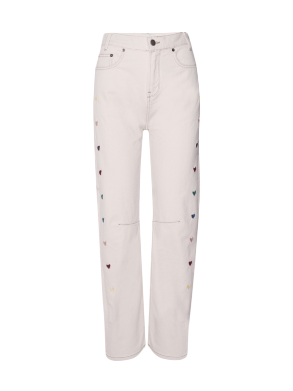 Heart-Embroidered Logo-Patch Jeans