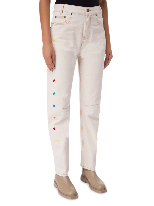 Heart-Embroidered Logo-Patch Jeans