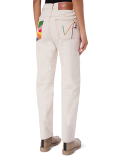 Heart-Embroidered Logo-Patch Jeans