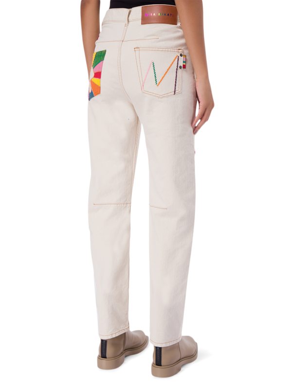 Heart-Embroidered Logo-Patch Jeans