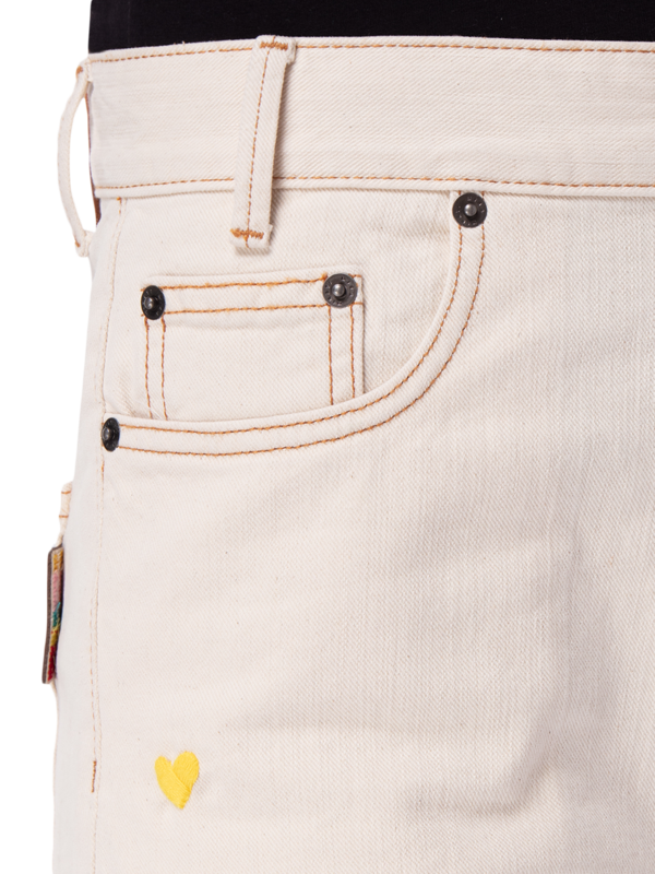 Heart-Embroidered Logo-Patch Jeans
