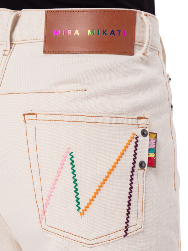 Heart-Embroidered Logo-Patch Jeans