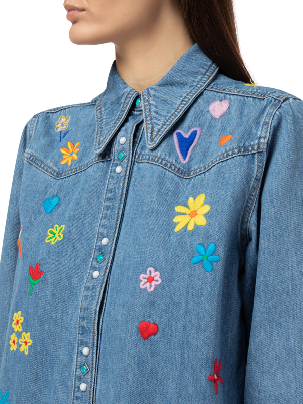 Embroidered Denim Shirt