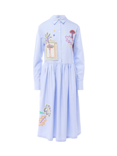 Embroidered Shirt Dress With Patches