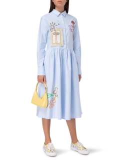 Embroidered Shirt Dress With Patches