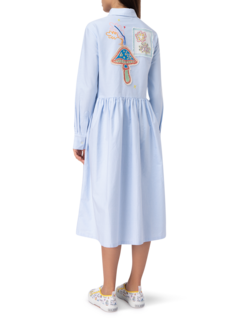 Embroidered Shirt Dress With Patches
