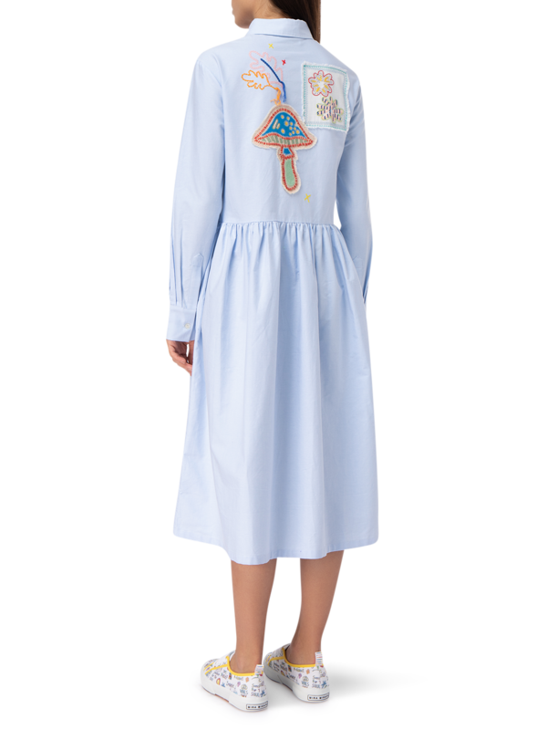 Embroidered Shirt Dress With Patches
