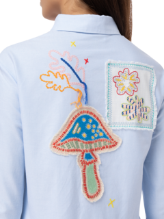 Embroidered Shirt Dress With Patches