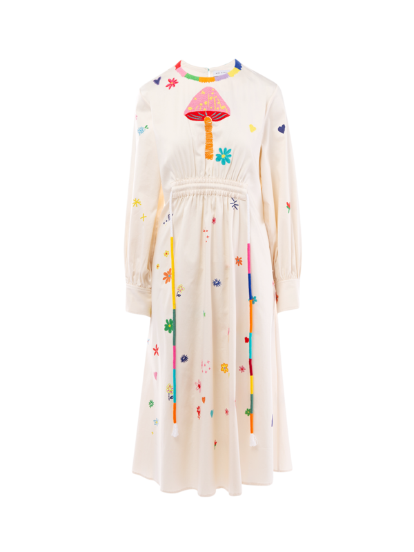Allover Mushroom Embroidered Dress