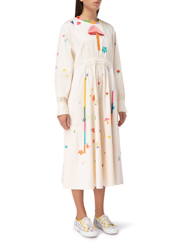 Allover Mushroom Embroidered Dress