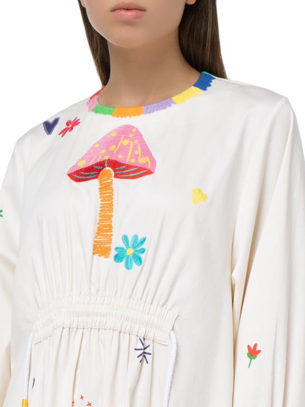 Allover Mushroom Embroidered Dress
