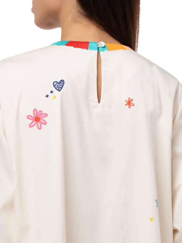 Allover Mushroom Embroidered Dress