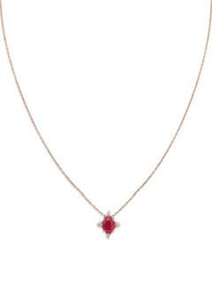 قلادة كيت مرصعة بالياقوت الأحمر ومصنوعة من الذهب الوردي عيار 18 قيراط