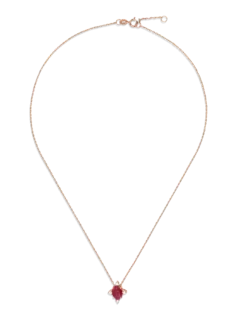 قلادة كيت مرصعة بالياقوت الأحمر ومصنوعة من الذهب الوردي عيار 18 قيراط