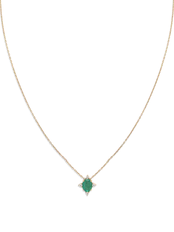 قلادة كيت مرصعة بالزمرد ومصنوعة من الذهب الأصفر عيار 18 قيراط