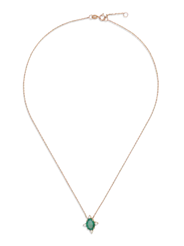 قلادة كيت مرصعة بالزمرد ومصنوعة من الذهب الأصفر عيار 18 قيراط
