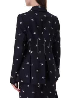 بليزر من قماش الجاكار بتصميم مكشكش مزين بزهور صغيرة