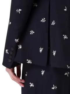 بليزر من قماش الجاكار بتصميم مكشكش مزين بزهور صغيرة