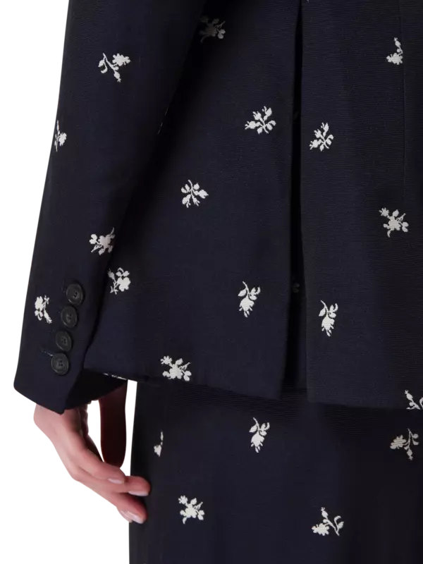 بليزر من قماش الجاكار بتصميم مكشكش مزين بزهور صغيرة