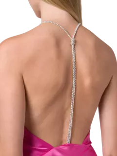 فستان هدسون طويل بقصة مائلة مزين الكريستال