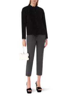 كارديجان محبوك مزين بالريش