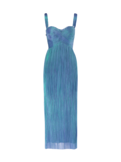 فستان "مولي" متوسط الطول من التول الحريري بلون ميتاليك