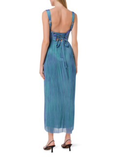 فستان "مولي" متوسط الطول من التول الحريري بلون ميتاليك