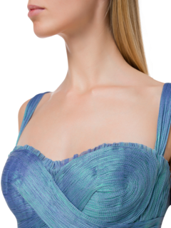 فستان "مولي" متوسط الطول من التول الحريري بلون ميتاليك