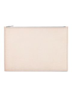 Zipped Leather and Felt Pouch