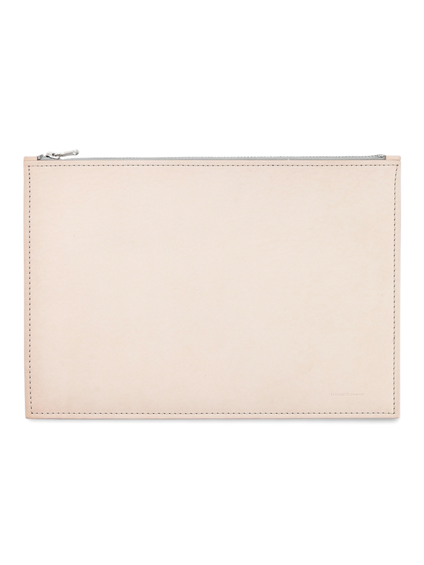 Zipped Leather and Felt Pouch