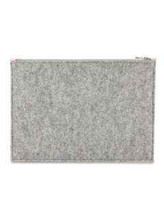 Zipped Leather and Felt Pouch