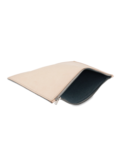 Zipped Leather and Felt Pouch
