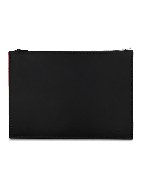 Zipped Leather and Felt Pouch