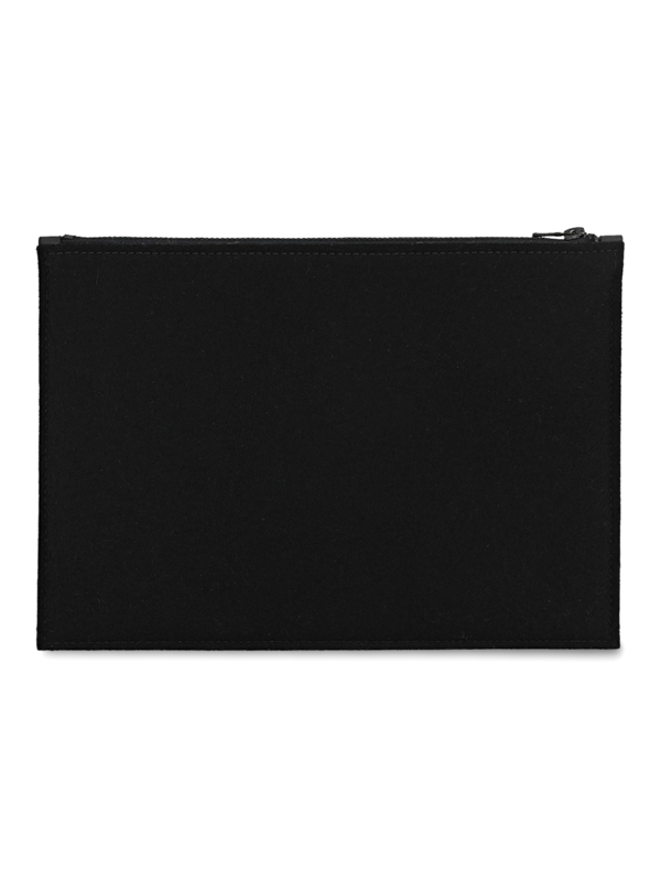 Zipped Leather and Felt Pouch