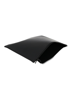 Zipped Leather and Felt Pouch