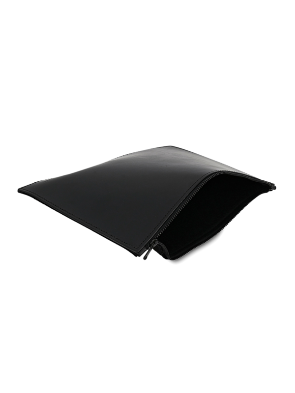 Zipped Leather and Felt Pouch