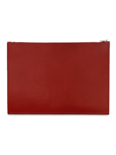 Zipped Leather and Felt Pouch