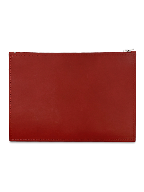 Zipped Leather and Felt Pouch