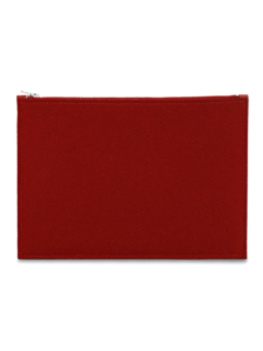 Zipped Leather and Felt Pouch