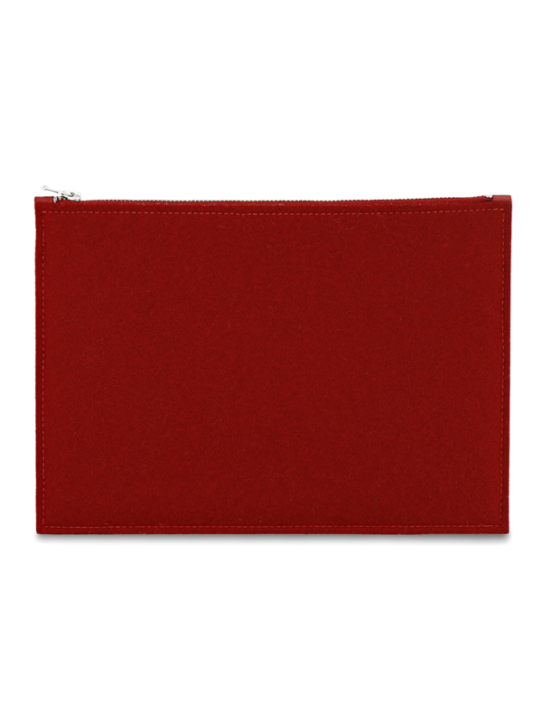 Zipped Leather and Felt Pouch