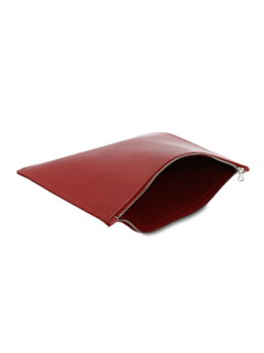 Zipped Leather and Felt Pouch