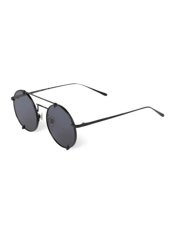 Metallic Black Round Frame Sunglasses