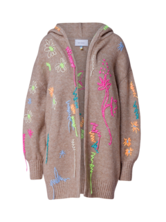 Hand-Embroidered Hooded Cardigan