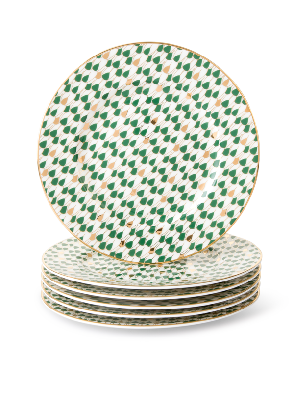 طبق حلويات مقاس 20.5 سم لون أخضر سويرل مجموعة من 6