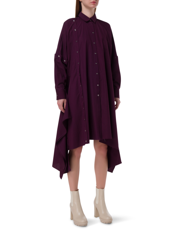 فستان طويل غير متماثل على شكل قميص